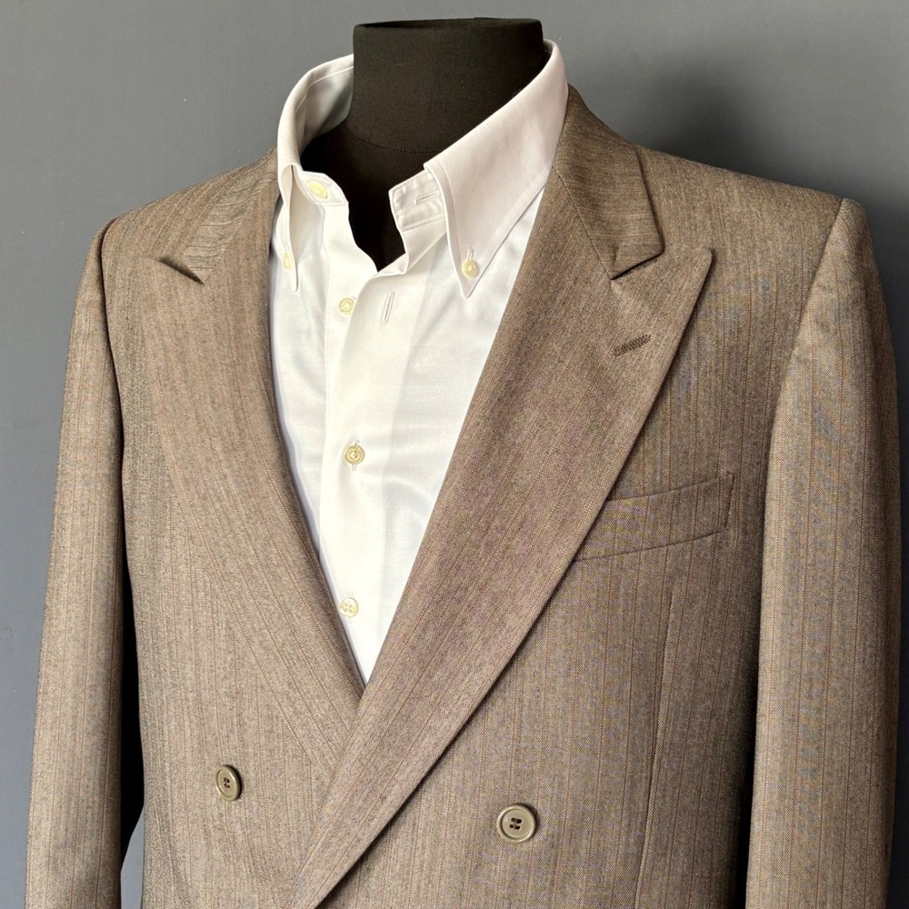 SUIT - Vintage MANI Giorgio Armani Pinstripe Peak Lapel | Size 40R | 1980s